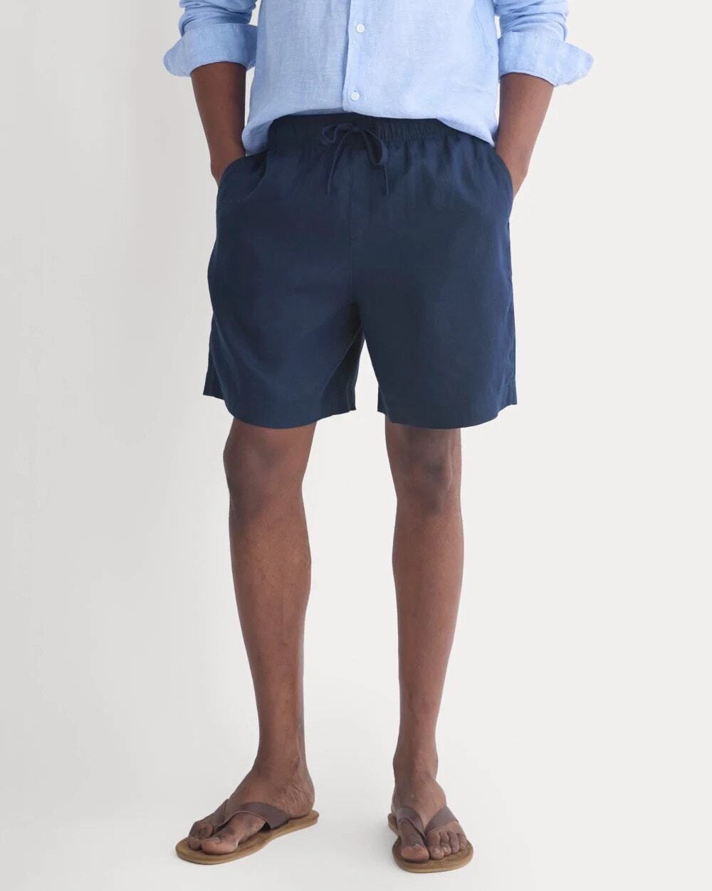 NWT Everlane Men's European Flax Linen Easy Short In Navy Blue Size Large